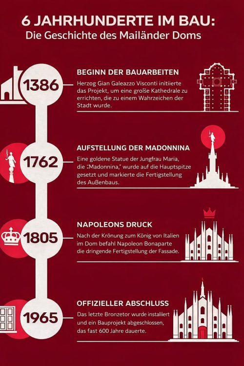 Zeitleiste mit der Geschichte des Mailänder Doms